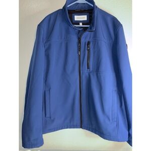Calvin Klein Mens Blue infinite stretch softshell Full Zip Jacket Neck Logo XL